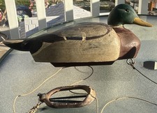 Vintage IL River Carved Mallard Drake Wood Duck Decoy 1956 Kinnan Swiveled Head picture