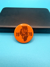 Vintage 1978 Illinois Deer Harvest Pin IL DNR Hunting Pinback Badge Orange picture