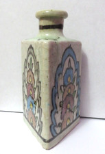 Antique 19th Centu Persian Qajar Pottery Tea Flask Triangular Bottle picture