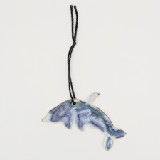 Vintage Planet X Pottery Blue Ceramic Dolphin Ornament Handcrafted Sz Small picture