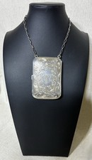 Antique Ladies Sterling Silver Calling Card Case/Purse C. 1910s Carrying Chain picture