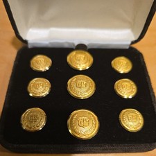 Vintage Cadillac 24K Gold Plated Suit Jacket Blazer Button 9pc Boxed Set New picture