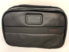 Tumi Alpha Genuine Leather Dopp Kit Toiletry Bag Black Men's Travel Organizer picture