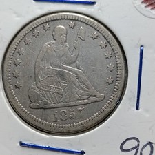 1857 P Seated Liberty Quarter 25C 90% Silver Business Strike Philadelphia picture