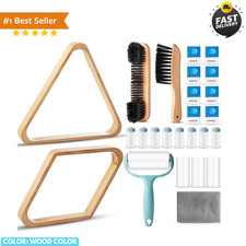 22 Pcs Pool Table Brush Set Ball Racks Triangle Diamond Chalk Billiards Kit picture