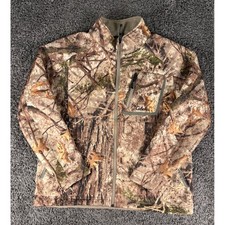 Cabelas Zonz Woodlands Camo Softshell Fleece Lined Hunting Jacket XL RN56835 picture