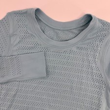 Lululemon Swiftly Tech Long Sleeve Women Size 4 Light Blue Mesh Activewear Top picture