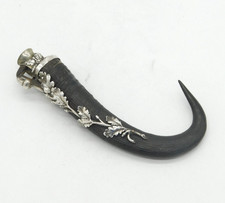19th Century French .900 Silver Mounted Horn Cigar Cutter Antique c1860s picture