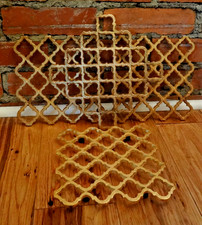 Set of 4 Gold Moroccan Trellis Trivets Metal Geometric Hot Plates 8” Decor picture