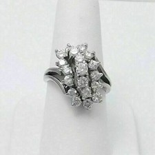 3 Ctw Round Cut Moissanite Waterfall Cluster Cocktail Ring Solid 10k White Gold picture