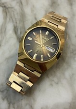 Vintage 1970s Seiko 37mm Day-Date Green Faceted Crystal 17J Automatic Watch RUNS picture