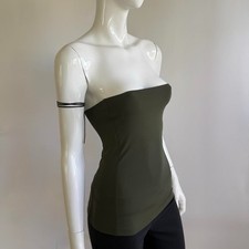 Plein Sud Archival French Vintage Olive Green Strapless Tube Top Size 38 Small picture