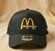 Trucker Hat McDonald's Logo Embroidered Black Mesh Snapback Cap picture