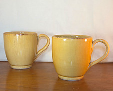 Pier 1 Toscana Gold Earthenware Hand Painted Discontinued Mugs Set of 2 picture