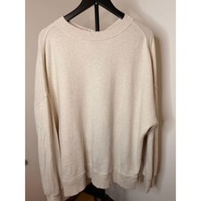 Aerie Cream Open Back Bow Sweatshirt Women’s Medium Oversized Crewneck picture