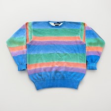 Vintage Polo Ralph Lauren Sweater Mens L Knit Cotton Colorblock Striped 90s picture