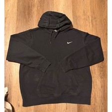 Nike Mens Pullover Hoodie Navy Blue Fleece Swoosh Sweatshirt XL picture
