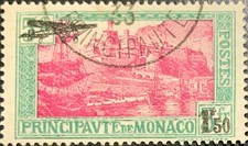[OOS] Monaco #YTPA001 Used 1933 1f50 Airplane Harbor Overprint Air Mail [C1] picture
