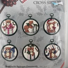 Vintage Something Special Counted Cross Stitch Kit Christmas Ornaments Bears 3