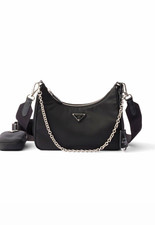 PRADA Re-Edition 2005 Black Shoulder Bag Chain Zip Detachable Strap Pouch picture