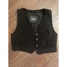 Zara Black Tailored Button Vest picture