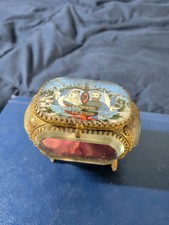1896 French Brass & Beveled Glass Jewelry Casket W/ Tzar Nicholas & Alexandra picture
