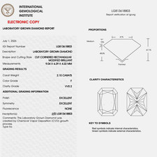 Lab Grown Diamond 2.10ct F VS2 Cut Cornered Rect Modified Brilliant IGI picture