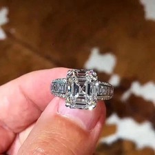 4.05Ct Art Deco Style Lab-Created Diamond Anniversary 14K White Gold Finish Ring picture