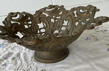 VTG Art Nouveau brass bronze jardinière floral leafy openwork bowl centerpiece picture