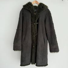 Vintage Penny Lane Coat Medium Faux Fur Suede Long Afghan Boho Hippie Retro picture