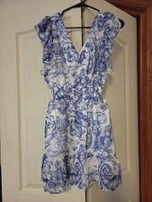 EXPRESS BLUE FLOWER DRESS XS NWT picture