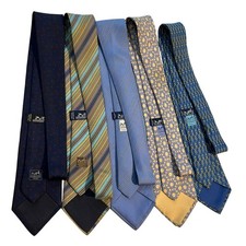 Hermès Paris Men's Silk Tie Lot of 5 NeckTies Made in France Vintage Designer picture