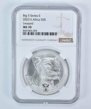 2023 South Africa 5 Rand Silver Big 5 Series II Leopard 1 Oz MS70 NGC picture