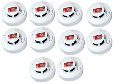 10 SMOKE DETECTORS Battery Power, Units Home Fire Alarm Safety Sensor w/ battery picture