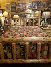  Deluxe Log Bed  Double log side rails Rustic Sturdy Best built bed NEW Design picture