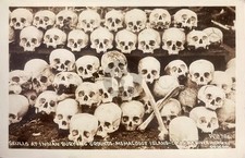 Pile of Skulls at Memaloose Island Indian Burial Ground RPPC Photo Postcard COPY picture