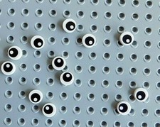 Lego 98138 White Tile, Round 1 x 1 with Black Eye with Pupil Pattern lot of 12 picture