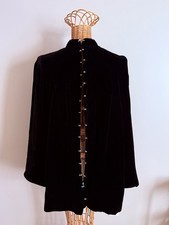 Vintage 50s Black Velvet Opera Cape Jacket Open Front Gothic Evening Coat L/ XL  picture