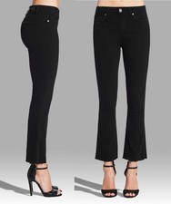 PAIGE 24 Colette Mid Rise Slim Crop Flare Jeans Stretch Black BNWT 25.5