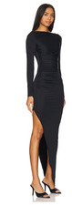 Superdown  Milly Maxi Ruched Asymmetrical Hem black dress size XS NWT picture