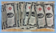 1928 $2 Red Seal US Note Jefferson ~ Two Dollars Certificate Old Money Currency picture