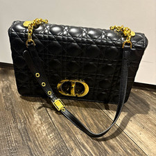 Dior Caro Black Cannage Quilted Shoulder Bag Turn Lock Gold Hardware picture