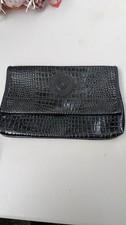 Vintage Hunting Horn Black Crocodile Embossed Clutch picture