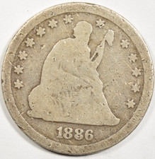 1886 SEATED LIBERTY QUARTER ~ NICE VG OBVERSE, BOLD DATE & AFFORDABLE picture