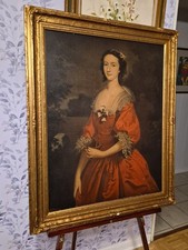 Antique 28 X 35 Gold Framed Miss Hamilton Portrait Print by Joseph Highmore picture