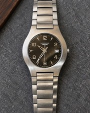 Longines Oposition L3.617.4 Swiss Quartz 36mm Black Dial Steel Bracelet Box Men picture