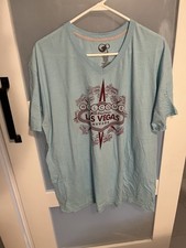 Vintage Style Las Vegas T-Shirt Light Blue Cotton Zaga Size L              8-21 picture