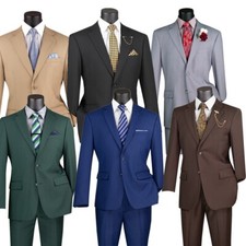 Vinci Men Solid Color Single Breasted Classic Regular Fit Suit NEW picture
