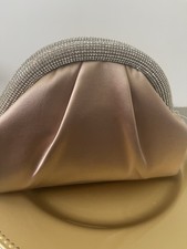 Nina Crystal Trim Frame Magnetic Shoulder Clutch Pearl Rose NEW w Tags picture