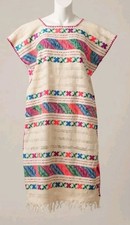 Vintage Mexican Amuzgo Huipil Dress Handwoven Backstrap Loom Oaxaca Boho Tunic picture